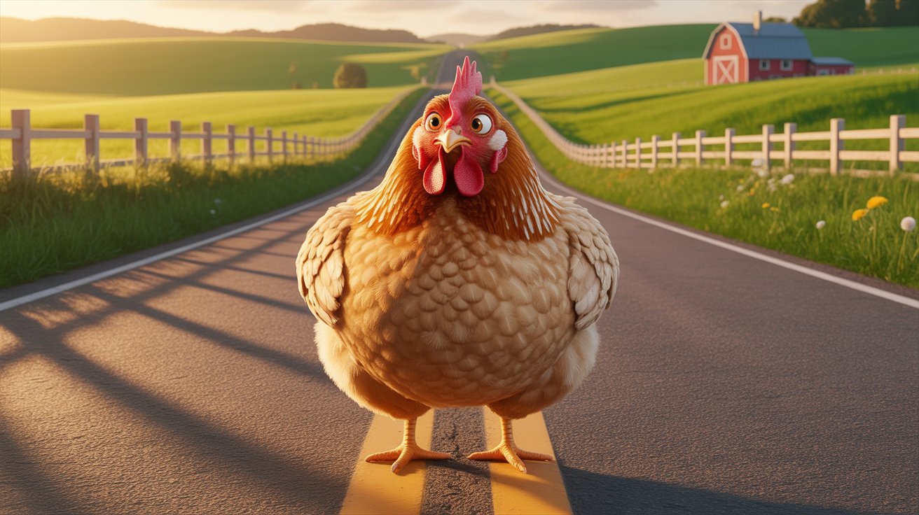 Een nachtelijke weg met lichtsporen van passerend verkeer — het decor waarin de kip van Chicken Road baan voor baan oversteekt